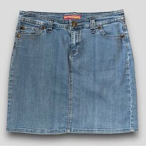 AVENUE JEANS VINTAGE Y2K WESTERN BOHO DENIM MINI SKIRT BLUE - 14